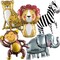 Jungle Safari Animal Foil Balloons – Lions, Zebra, Elephant, Monkey, Leopard for Kids Birthday, Baby Shower, and Safari Party Decorations (Colorful Smiling Animal)
